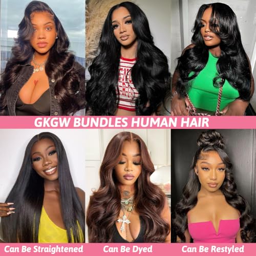 Body Wave Bundles Human Hair Extensions 32 Inch 100% Unprocessed Brazilian Human Hair Bundle Natural Black Hair Extensions (BW-1-bundle, 32inch)