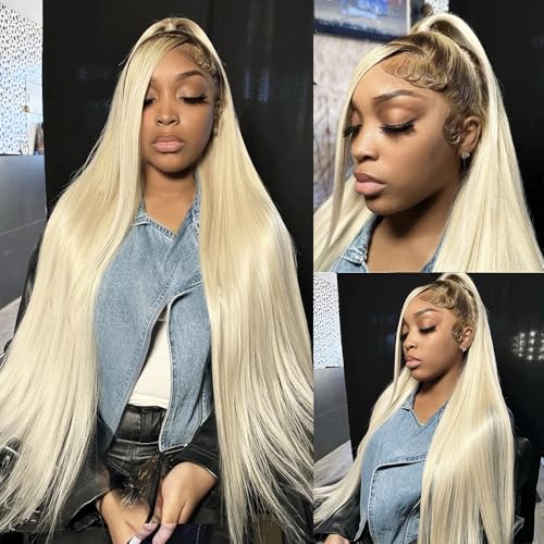 Benafee Ombre Blonde Human Hair Lace Front Wigs for Black Women 1B613 Colored 13x4 Lace Frontal Glueless Wigs Pre Plucked with Baby Hair 180% Density Brazilian Virgin Remy Hair Bleached Knots 16 Inch