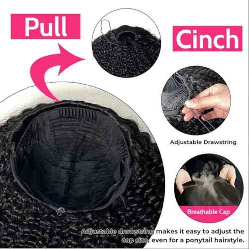 18 Inch Curly Half Wig Human Hair Deep Wave, All Hairstyles In One Curly Half Wigs, Flip Over With Adjustable String Invisilbe Hairline Beginner Friendly Headband Wig 200% Density
