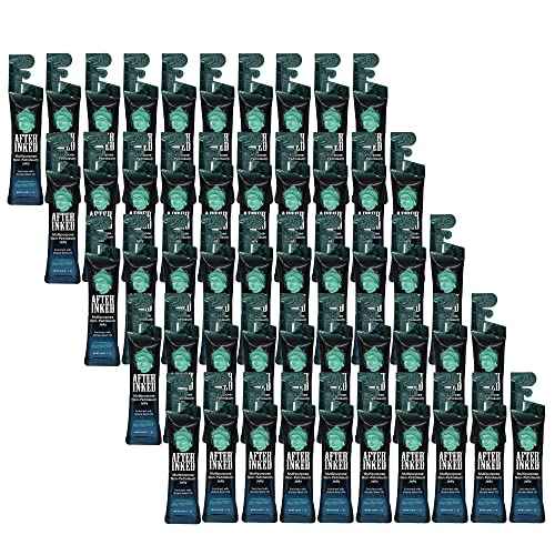 After Inked Tattoo Aftercare Non-Petroleum Jelly - With Grape Seed Oil, Essential for Tattoo Kit, PMU & Piercing Aftercare - Multipurpose Ointment - 7g Reclosable Packet (50-Pack)