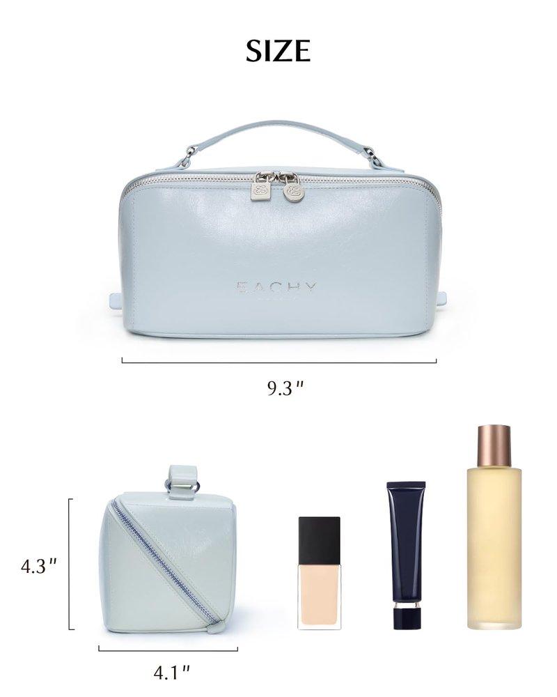 EACHY Travel Makeup Bag, Large Capacity Cosmetic Pouch with Zipper, Waterproof Toiletry bag for Women