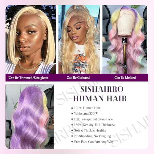 613 Blonde Lace Front Wig Human Hair 22 Inch Body Wave 13x6 HD Transparent Blonde Wigs Pre Plucked Glueless 180 Density