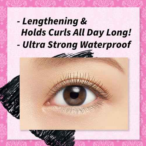HEROINE MAKE by KISSME Mascara Black Volume and Length | Waterproof Mascara by Defining Fiber for Long and Curl Eye Makeup for Women, Made in Japan, Black, 2 EA
