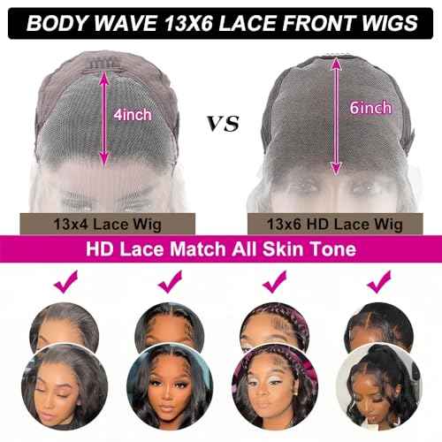 26 Inch Body Wave Lace Front Wigs Human Hair 13x6 Lace Frontal Wigs for Black Women 180% Density HD Transparent Lace Wigs for Women Pre Plucked Gluless Wigs Human Hair HD Lace Front Wigs Human Hair