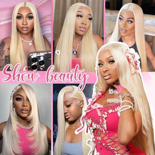 30 Inch 613 Lace Front Wig Human Hair 200 Density Blonde Wig Human Hair Straight 13X6 HD Transparent Lace Front Wigs Human Hair Pre Plucked Blonde 613 HD Lace Frontal Glueless Wigs for Women