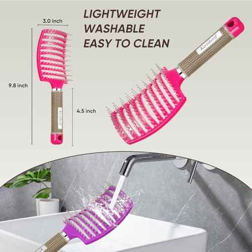2 Pack Curved Vented Detangling Brush for Wet and Dry Hair, Paddle Styling Hair Brush for Faster Blow Drying, Detangler Brush for Women Men Curly Thick Hair