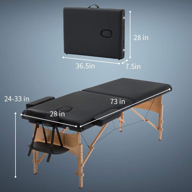 FDW Massage Bed - Portable 28-Inch Wide Lash Table | Height Adjustable, Foldable Spa Table with Bag