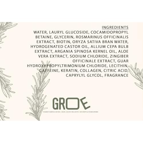 GROE ROSEMARY Anti-Thinning Biotin Hair Growth Shampoo (16.6oz) Natural & Vegan, Sulfate-Free, CLINICALLY TESTED Effective Results, Women & Men