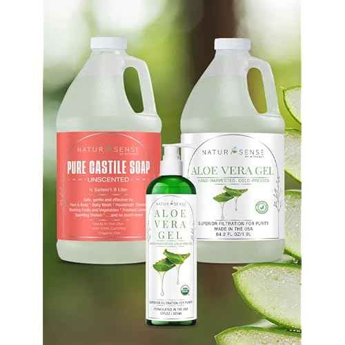 NaturSense Organic Aloe Vera Gel from 100% Pure Aloe w/pump. Great for Hair-Scalp-Face-Dry/Sensitive Skin-Acne-Sunburn. Unscented, Same Organic Ingredients! Bulk: Two 64 Fl Oz bottles (128.4 Fl. Oz.)