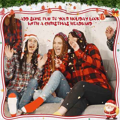 obeoby Christmas Headband for Women, Knotted Headband with Jeweled Crystal Decorations Holiday Hairband Christmas Accessories
