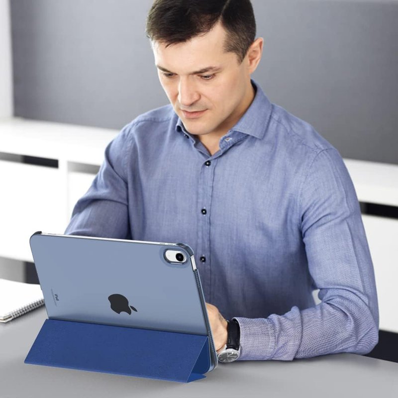 MoKo iPad Case - Slim Hard PC Translucent Cover for 11" (A16) & 10.9" (10th Gen) - Navy Blue
