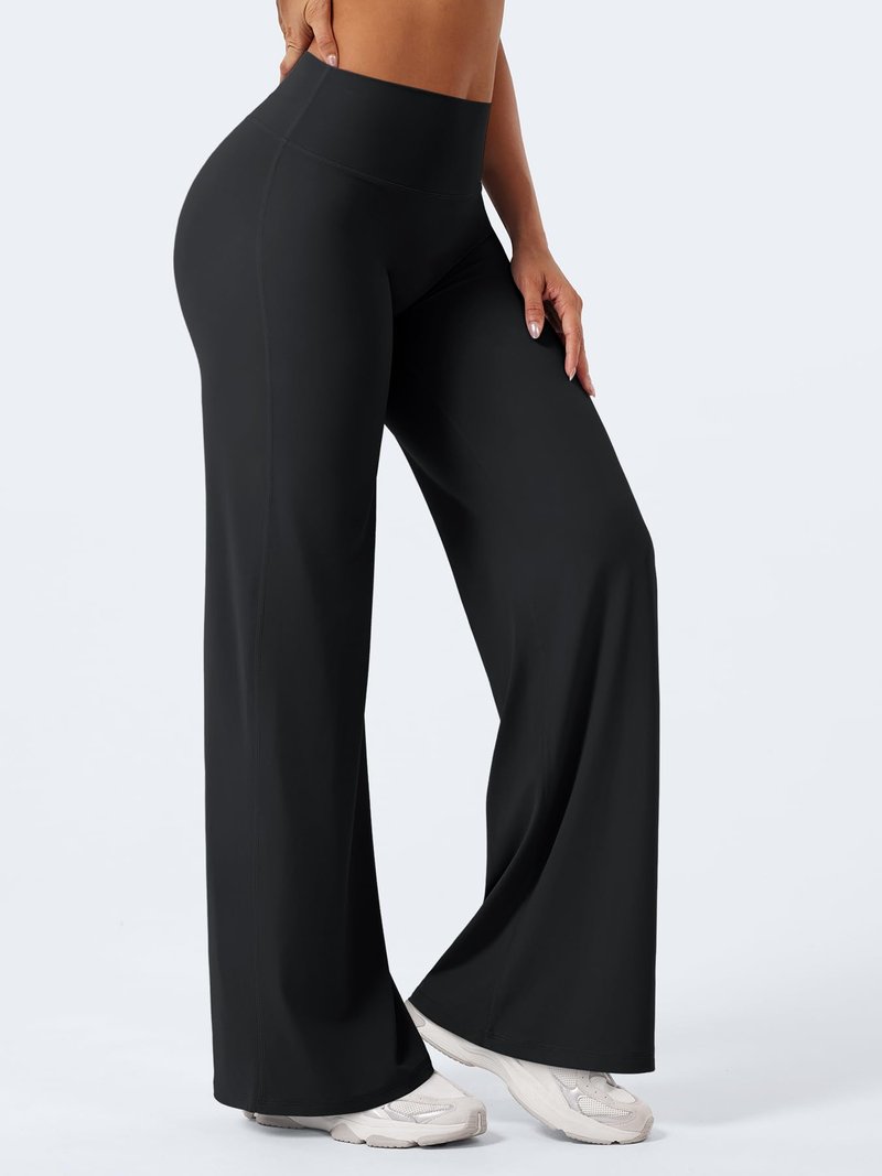 YEOREO Workout Leggings Womens No Front Seam Straight Leggings 31.5" High Waist Buttery Eddiy Gym Yoga Pants Black L
