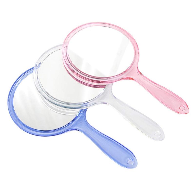 TOPYHL Makeup Hand Mirror, Double-Sided 3X 1x Magnifying Large Travel Handheld Mirror Cosmetic Mirror Acrylic Clear Finish Round Mirror (Blue)