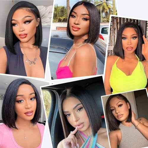 210% Density 13x6 Full Lace Frontal Bob Wig Human Hair 12A Brazilian Virgin Human Hair Pre Plucked HD Transparent Lace Glueless Wigs 12 Inch