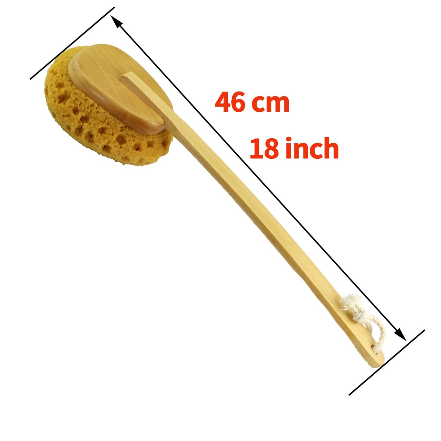18" 2pcs Extra Long Handle Beechwood Bath Brush with Sponge - Exfoliating & Massaging Back Scrubber for Shower