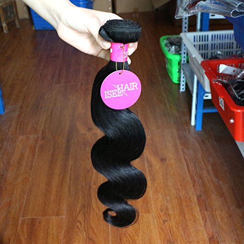 ISEE Hair 8A Unprocessed Brazilian Virgin Body Wave Human Hair One Bundles 100% Unprocessed Human Hair Extensions Natural Black (28'')