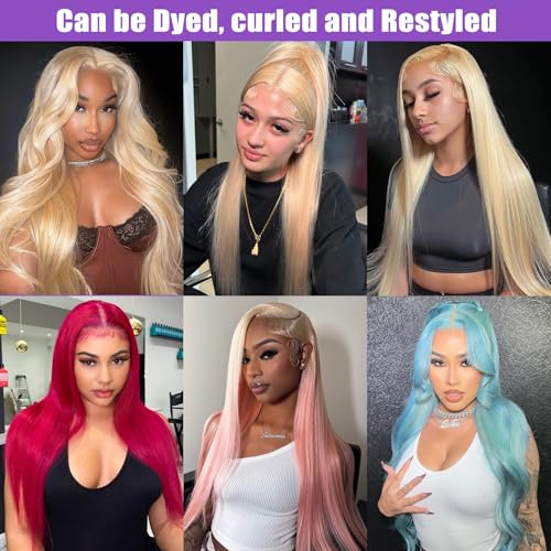 613 Bundles Human Hair 20 Inch Straight Blonde Bundles Human Hair 100% Unprocessed 12A Grade Brazilian Virgin Raw Hair Quick Weave 1 Bundles Hair Extensions for Women