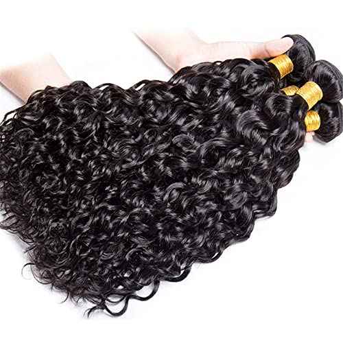 1B Water Wave Bundles Human Hair 26 28 30 Inch Natural Black Water Wave Bundle Human Hair Extensions Unprocessed Virgin Remy Hair 3 Bundle 50 Gram Per Bundle For Women