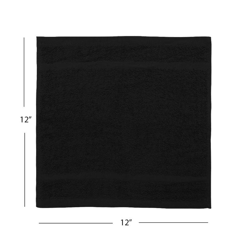 Avalon Towels Wash Cloths for Showering 24 Pack Face Towels 100% Cotton Black Washcloths 12x12 Wash Rags, Facial Towel, Fingertip Towel,Bath Rags