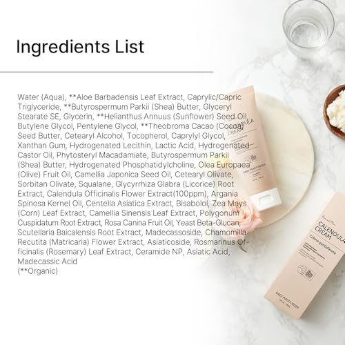 Calendula Cream | Face Moisturizer for Sensitive, Dry Skin | With Cica & Ceramide for Skin Barrier Repair & Hydration | 100% Plant Based