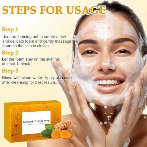Turmeric Wash and Care Two Piece Set, Tuemeric Facial Cleanser & Turmeric Soap Bar,Face & Body Cleanser, Tur-meric Face Wash and Natural Turmerics Handmade Soap, Deep Cleansing