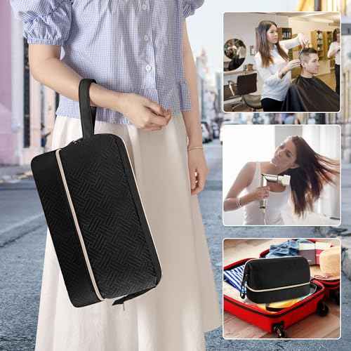 Fasrom Travel Case Compatible with Shark Flexstyle Hair Dryer, Wide-open Hair Tools Bag Compatible with Dyson Airwrap Attachments Storage for Women Travel Essentials, Black (Patent Design, Bag Only)