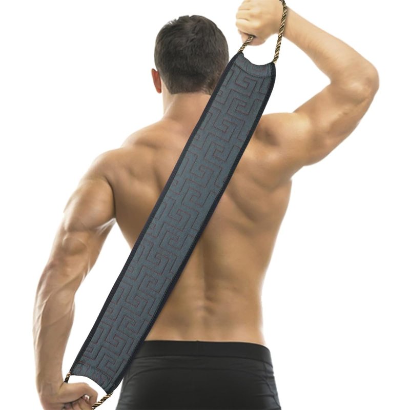 Exfoliating Back Scrubber for Shower, 34 Inches Back Scrubber with Handles, Double Sided Body Exfoliator Bath Tool, Exfoliating Washcloth to Scrub Your Body Deeply for Men & Women (Gray)