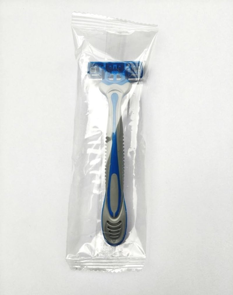 Men's Triple Blade Disposable Razors with Lubricating Strip, Individually Wrapped, Ergonomic TPE Grip Handle, 50 Count