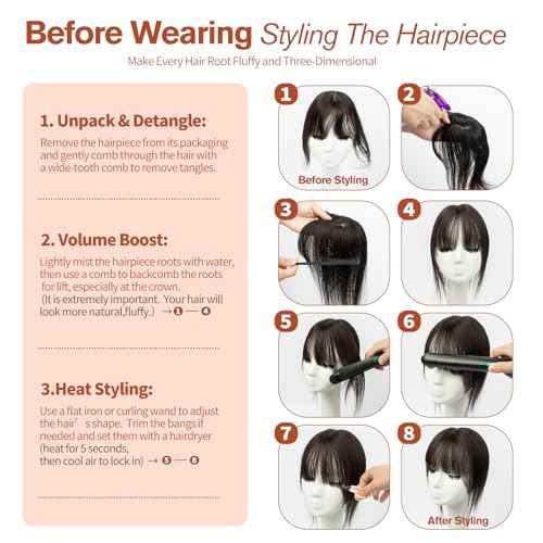 Hair Toppers for Women Real Human Hair Wispy Bangs,Short Lightweight,Thin Crown Wiglets Hair Pieces Small Top Base 1.9"¡¿3.5" Natural Cover Wide Part Line (12In,0.7oz,#4 Medium Brown)