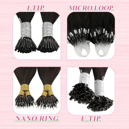 YoungSee U Tip Hair Extensions Brown Balayage U Tip Hair Extensions Human Hair Dark Brown Ombre Browns K-Tip Hair Extension Real Human Hair 24Inch Ktip Extensions for Long Hair 50s/50g