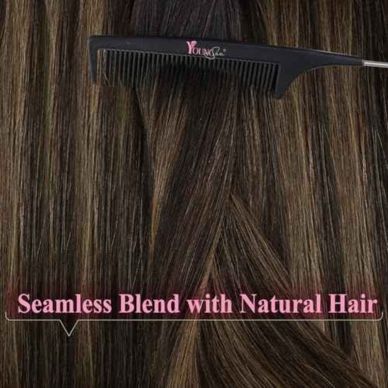 YoungSee Tape in Extensions Human Hair Brown Balayage Tape in Hair Extensions Human Hair Dark Brown Ombre Ash Browns Tapes-in Extension Real Hair 18 Inch Hair Extension Tape-in for Women 20pcs 50g