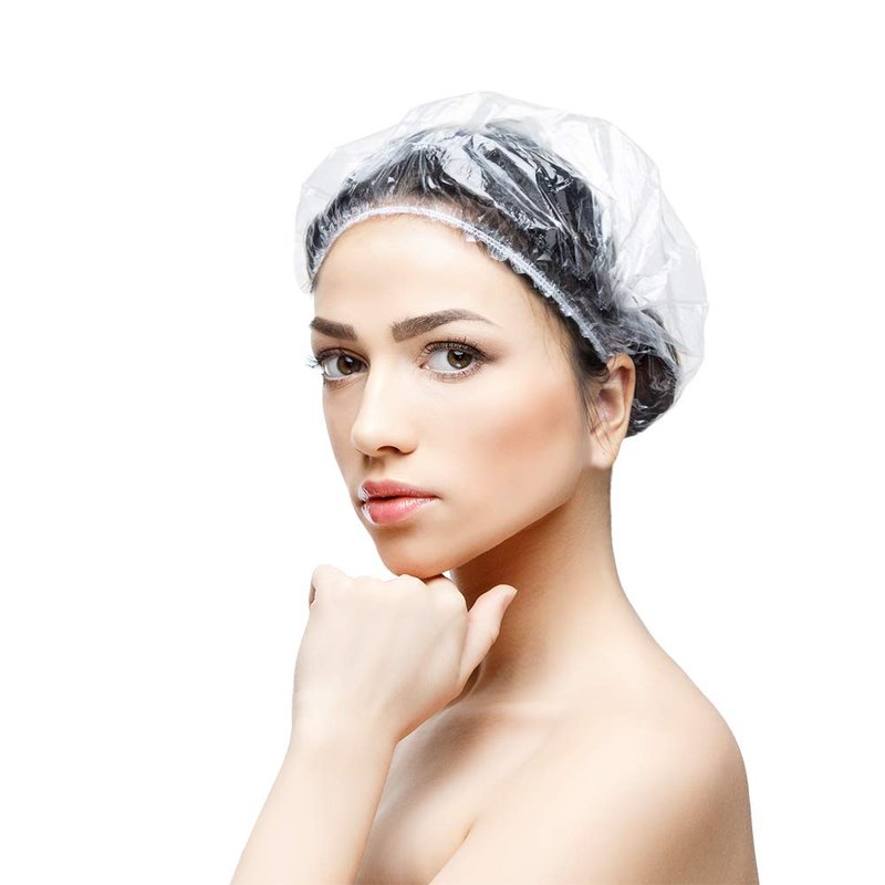 50PCS Disposable Shower Caps, Plastic Clear Thickening Bath Hair Cap and Thick Waterproof Bath Caps for Hair Treatment, Spa, Hotel and Hair Solon, Home Use,Portable Travel