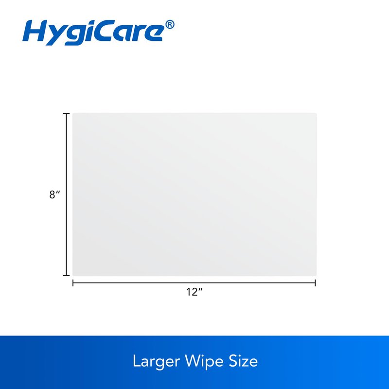 HygiCare Adult Washcloths Body Wipes 250 Count Fresh Scent 12"x8" Flip Top, Strong Yet Soft, Perfect for Incontinence Cleansing, Clinic, Nursing Home, Hospital, Camping, Travel, Gym