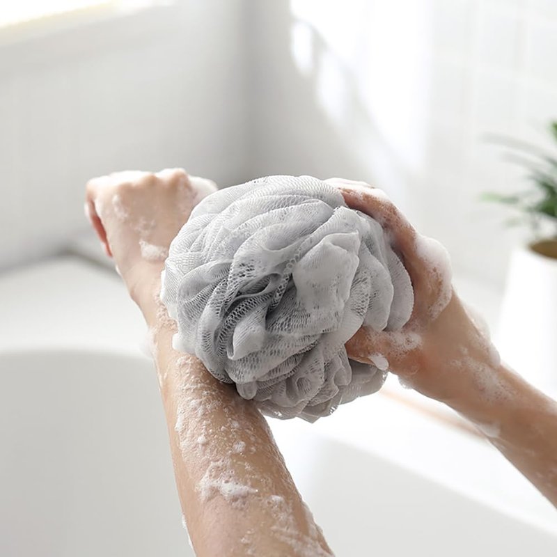 UUYYEO 2 Pcs Loofah Exfoliating Bath Sponge Mesh Pouf Shower Ball Large Body Shower Puff Scrunchies Skin Scrubber Body Sponge Body Cleansing Loofah Sponge