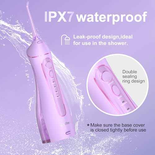 Oralfree Water Dental flosser Teeth Picks - Braces Cordless Oral Irrigator Portable Rechargeable Travel Irrigation Cleaner IPX7 Waterproof Electric Professional Flossing Teeth Cleaning for Home