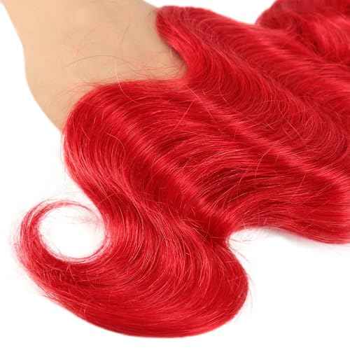 Red Bundles Human Hair Body Wave Bundles 24 26 28 Inch 3 Bundle Unprocessed Brazilian Virgin Hair Red Body Wave Human Hair Extensions 50 Gram Per Bundle