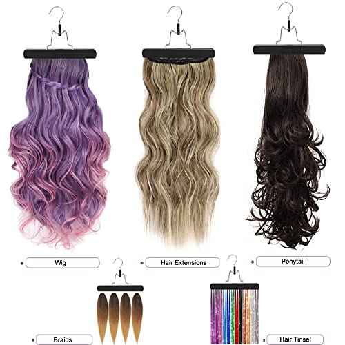 2Pcs Hair Extension Holder, Extra Long Wig Storage Bag with Hanger, Hair Extensions Wig Storage for Multiple Wigs, Hairpieces, Portable Travel-Ready Hair Extensions Bag (31.5 Inch, 2Pcs Black)