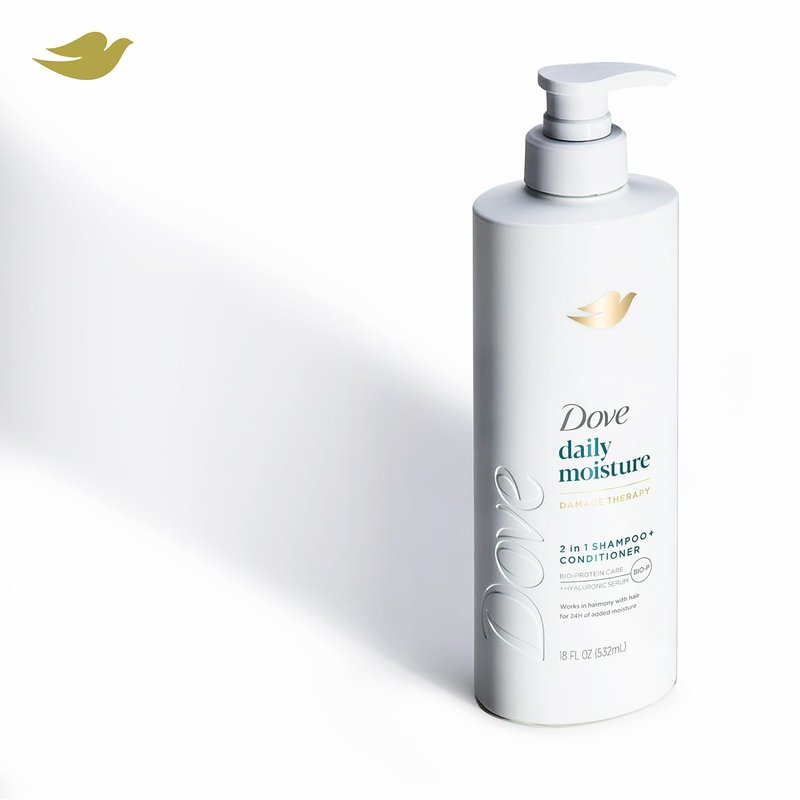 Dove 2-in-1 Shampoo & Conditioner, Daily Moisture Body Wash – Deep Hydration for Revitalizing Dry Hair and Skin (2 Piece Set)