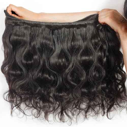 Douyin Brazilian Body Wave 3 Bundles Human Hair 16 18 20 Inch 12A 100% Unprocessed Virgin Human Hair Weave Bundles Deals Natural Black Color (1B Black£¬16 18 20)