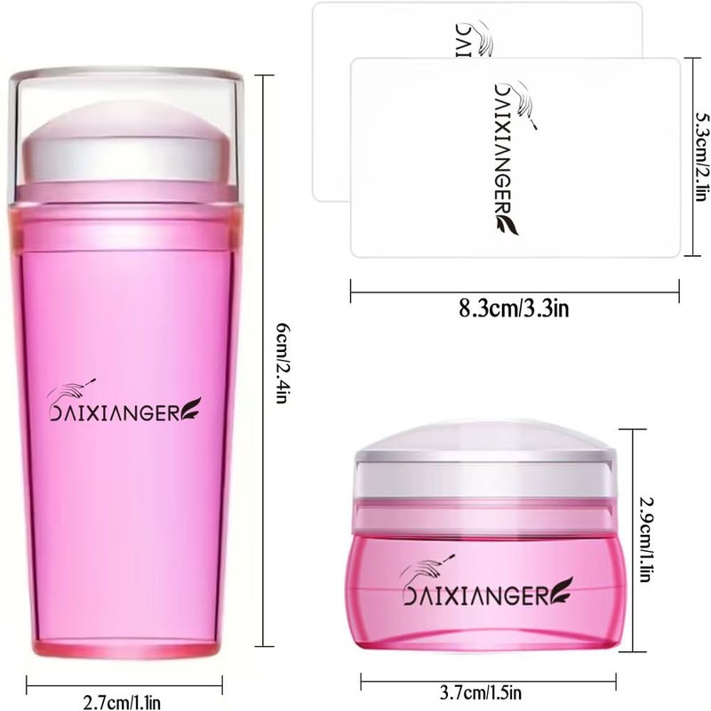4Pcs French Tip Nail Stamp Set, Nail Stamper & Scraper, Clear Silicone French Tip Nail Art Stamper Kit with Scraper for Salon & DIY Manicure, Nail Stamping Tool for Nail Art Transfer