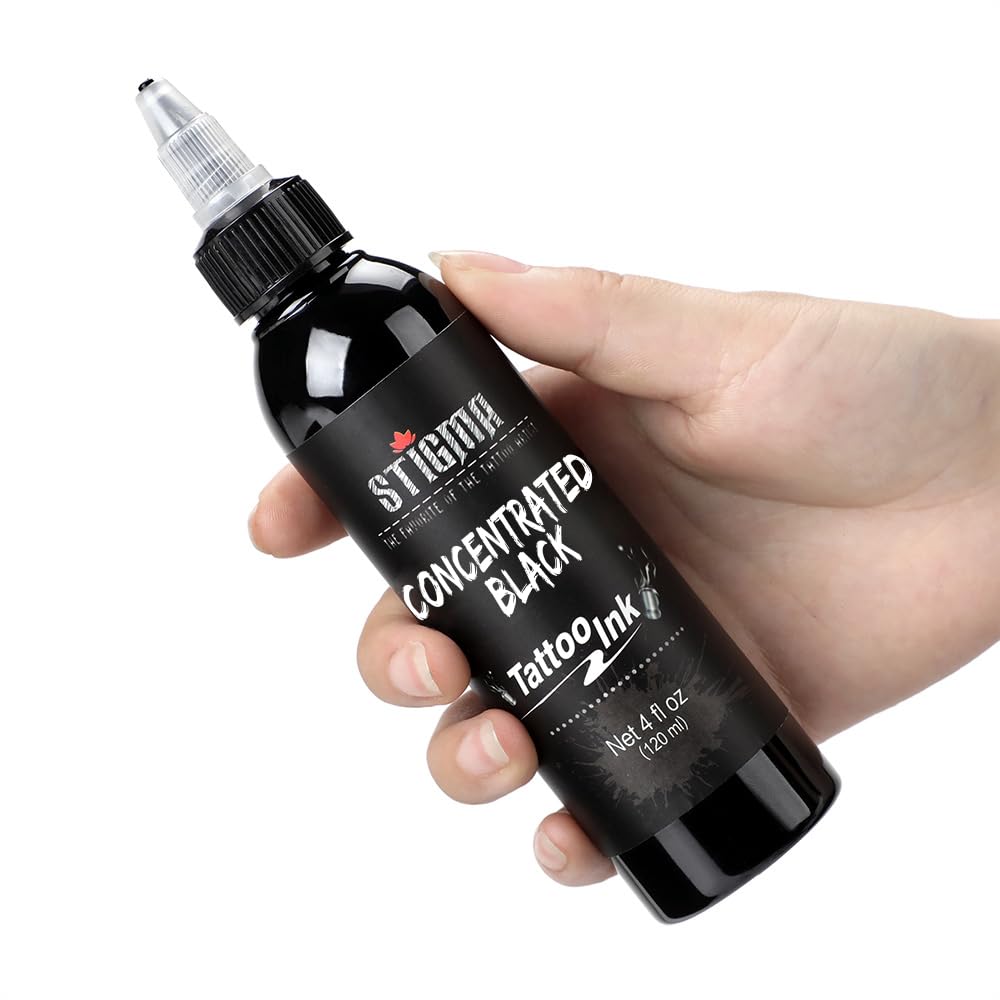 STIGMA Tattoo Ink Black 4 OZ 120ml Lining, USA Standard Tattoo Pigment Concentrated Color Evenly Vibrant and Bright