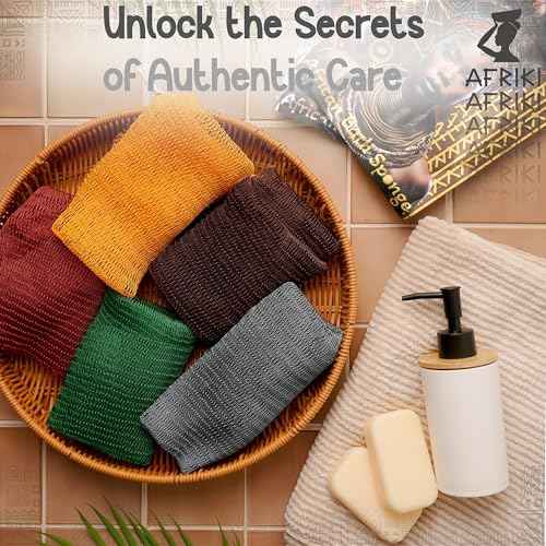 AFRIKI African Net Sponge ? Exfoliating Body Scrubber, Black Owned & Rooted in Africa, All Skin Types | 45 in Long (Slate)