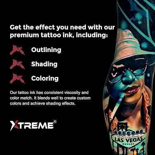Xtreme Tattoo Ink, Versatile Medium Viscosity for Precision Tattooing, Rich Hue, Quick Healing, Acrylic-Free, Water Based and Premium Quality, Ready-to-Use Tattoo Ink (Extra Black, 4 oz)