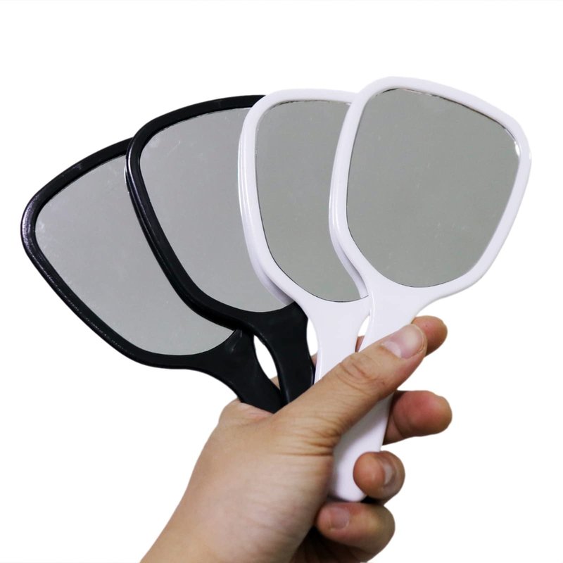 Aestivate 4PC Black and White Hand Mirror, Travel Handheld Mirror, Cosmetic Mirror with Handle (4PC Black and White)
