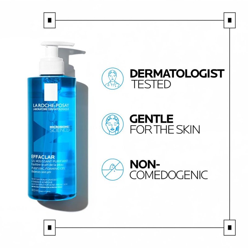 La Roche-Posay Effaclar Foaming Gel Cleanser - Purifying Face Wash for Oily Skin, Alcohol-Free & Oil-Free