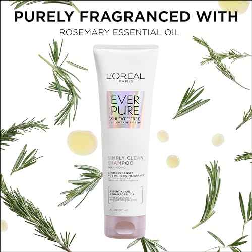 L'Oreal Paris EverPure Sulfate Free Simply Clean Shampoo, Hydrating Hair Care with Rosemary Essential Oils, 8.5 Fl Oz