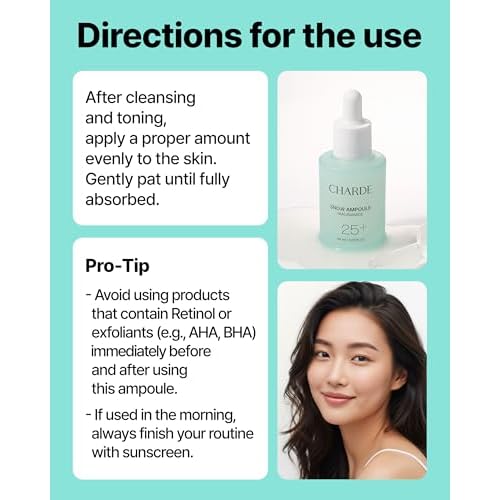 Charde Niacinamide 25% Snow Ampoule for Face, Dark Spot Care for Hyperpigmentation, Freckles & Sun Spots | Radiance Boosting with White Garcinia & Arbutin, Korean Skin Care, 1.01 fl. oz.