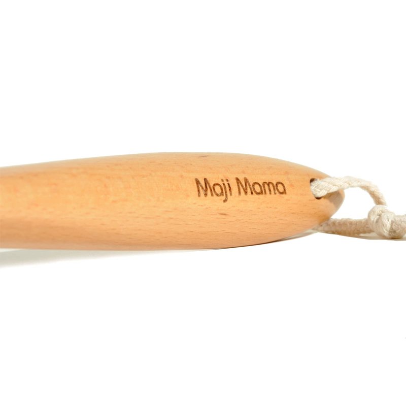 Maji Mama 19.7inch Upgrade Long Handle Bath Brush Wood Shower Brush Natural Bristles for Wet or Dry Brushing, Back Scrubber for Gentle Exfoliating and Cleaning