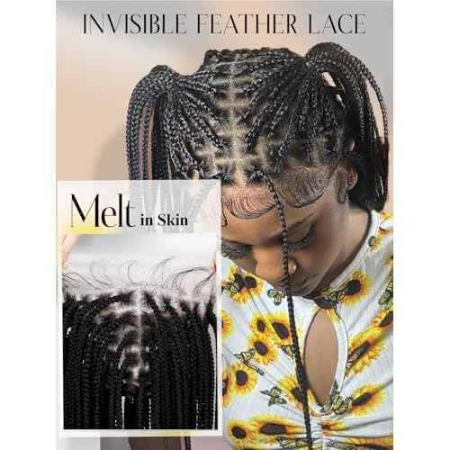 Full Lace Braided Wig for Black Women 34 Inch Pre Plucked Knotless Squrare Part Box Braid Twist Locs Wig with Baby Hair