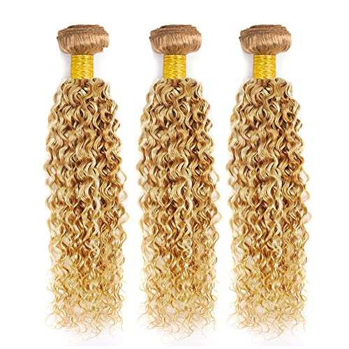 Blonde Bundles Human Hair P27/613 Kinky Curly Bundle 613 Wet and Wavy Bundles 18 20 22 inch 613/27 Human Hair Extensions